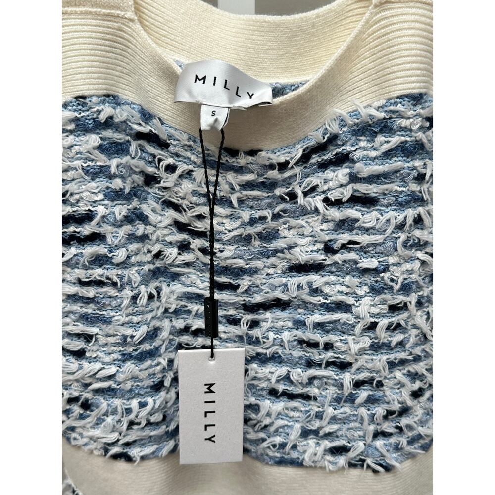 Milly Blue and Cream Tweed Mini Dress - Picture 5 of 8